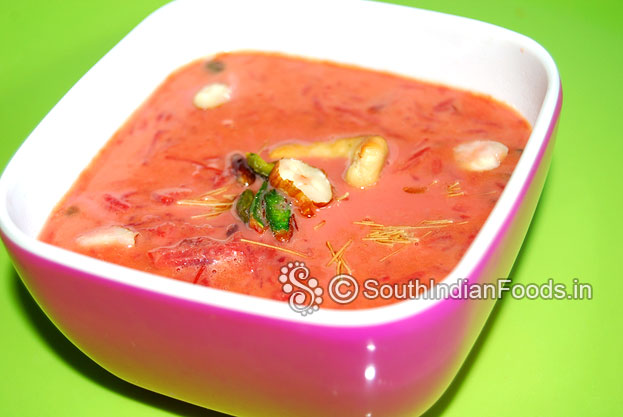 Healthy Beetroot kheer-payasam is ready. Serve hot or chilled