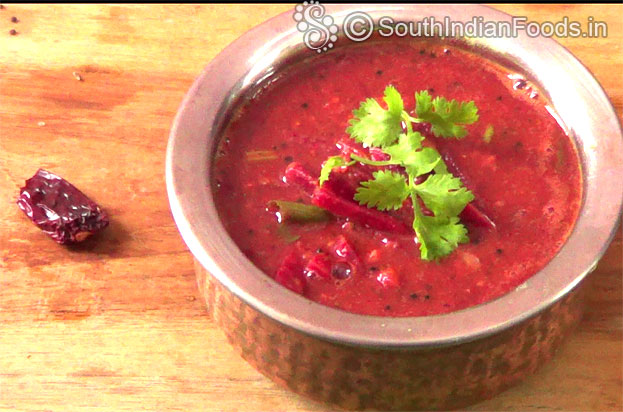 Beetroot sambar is ready, serve hot with rice