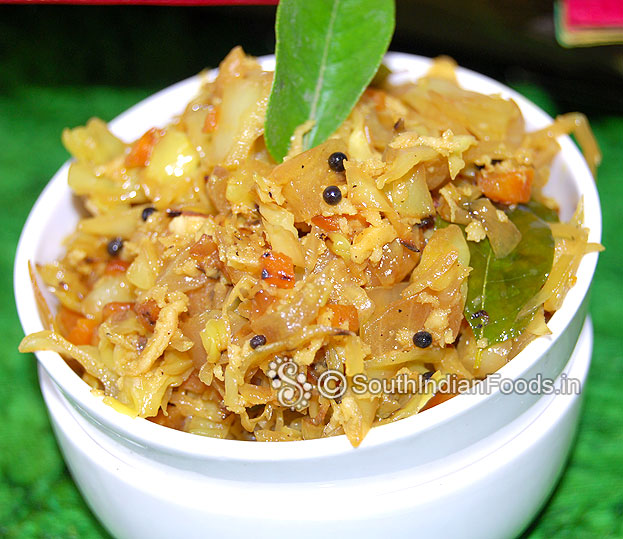 Kerala carrot cabbage thoran is ready, serve hot with rice
