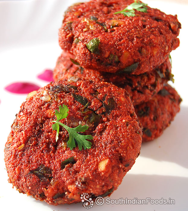 Instant beet dal fritters