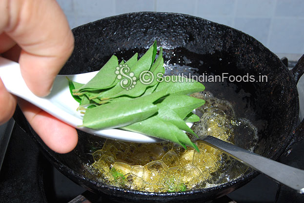 Add curry leaves, saute then cut off heat