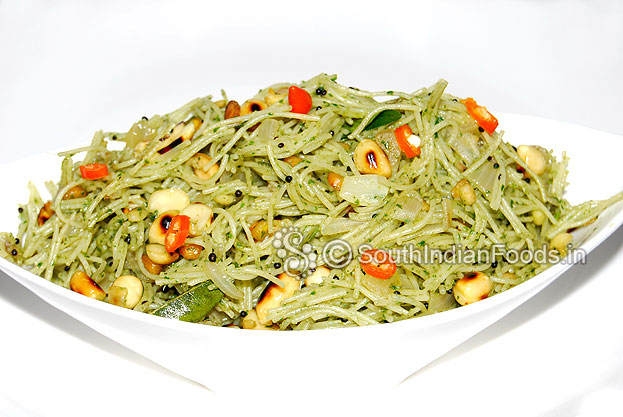 Mint coriander vermicelli semiya upma