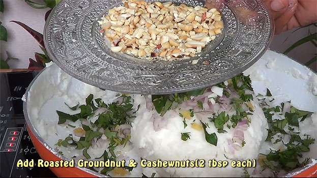 Add roasted groundnut & cashewnut