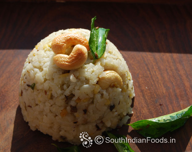 pohe ven pongal is ready, serve hot with coconut chutney