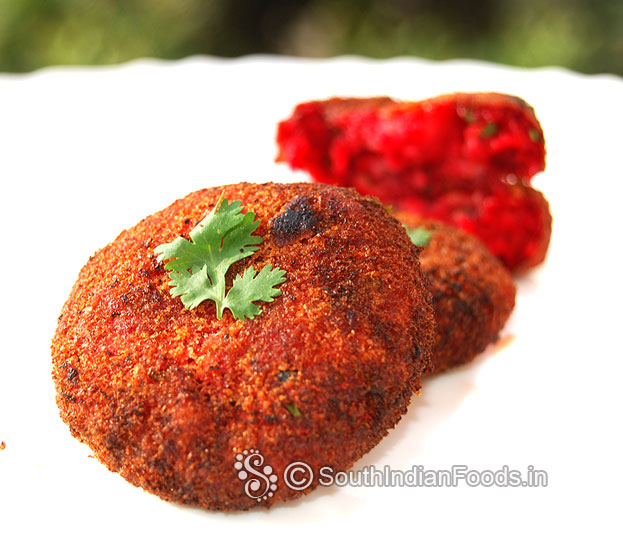 Beetroot patties are ready serve hot with chili sauce or you can take with burger buns