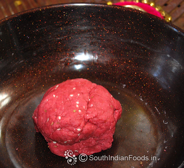 Beetroot namakpara dough is ready