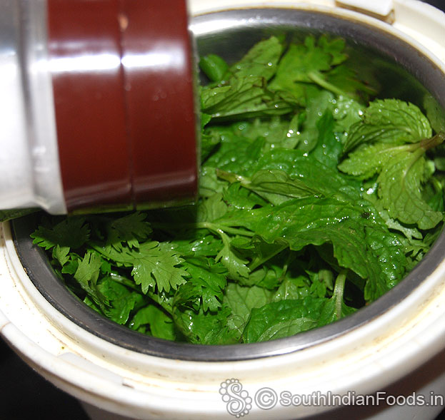 Add coriander, mint leaves, salt