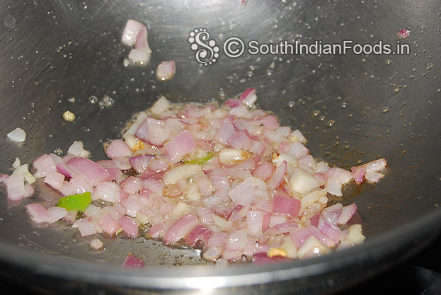 Heat oil in a pan, add garlic, onion & green chilli saute