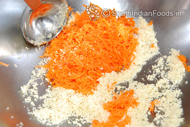 Add finely grated carrot saute for 2 min