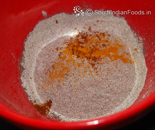Add turmeric powder & red chilli powder