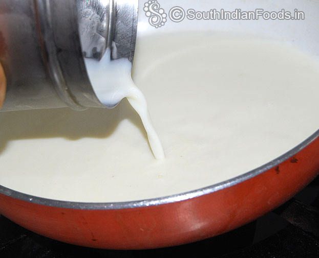 For Rabdi:- Heat pan with 1 ltr milk & let it boil till 1/3