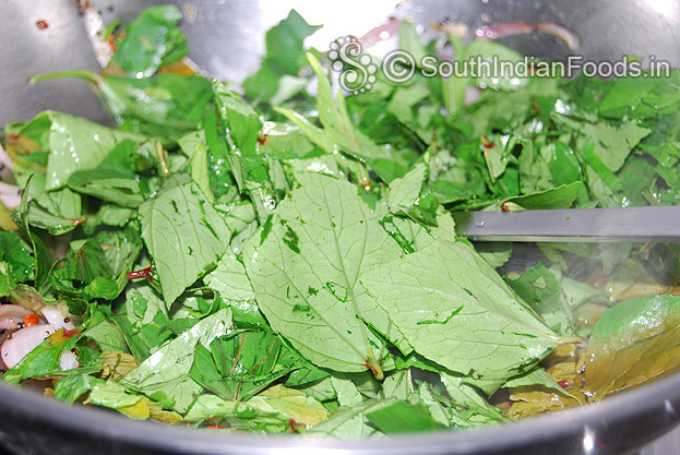 Add Gongura leaves[chopped]