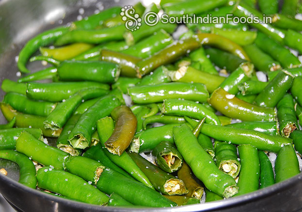 Chop green chilli then add sea salt mix well expose to sunlight for one day