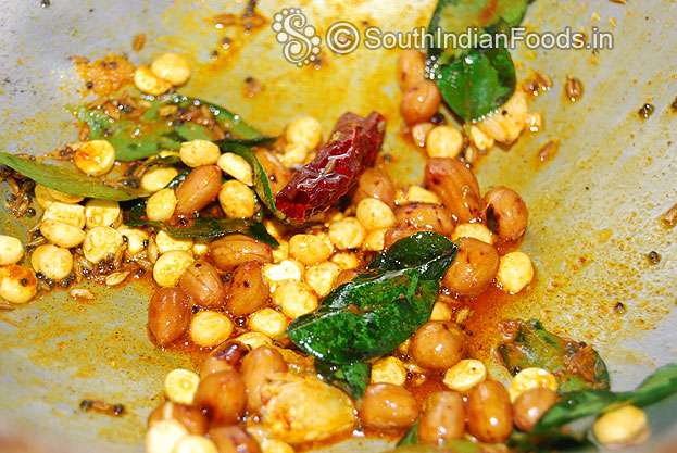 Add roasted gram groundnut turmeric red chilli powder