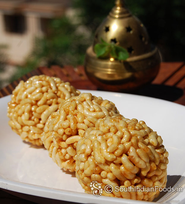 Puffed rice balls with jaggery