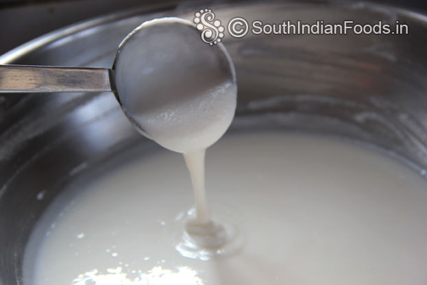 Add rice flour, water, salt in a pan mix well & make idli batter consistency