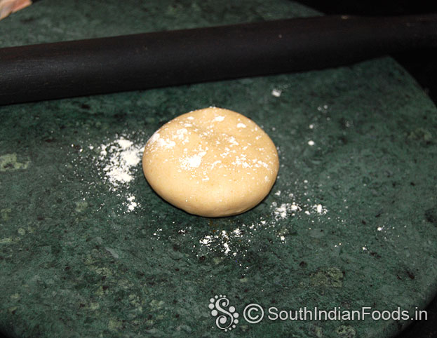 Take lemon size balls, sprinkle flour, roll out into thin sheet