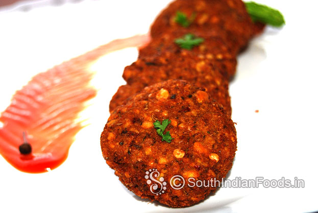 Paruppu masala vadai is ready serve hot with tomato sauce green chilli chutney