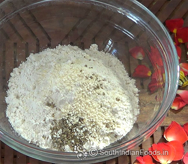 Add carom seeds[Ajwain], sesame seeds[Til]