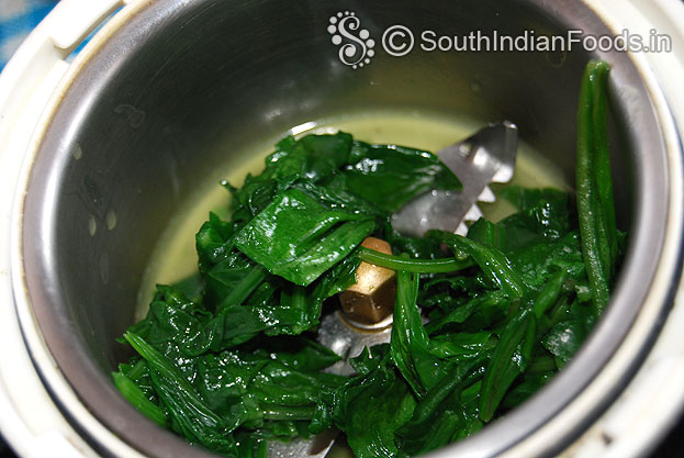 Put spinach in a mixer jar & finely grind