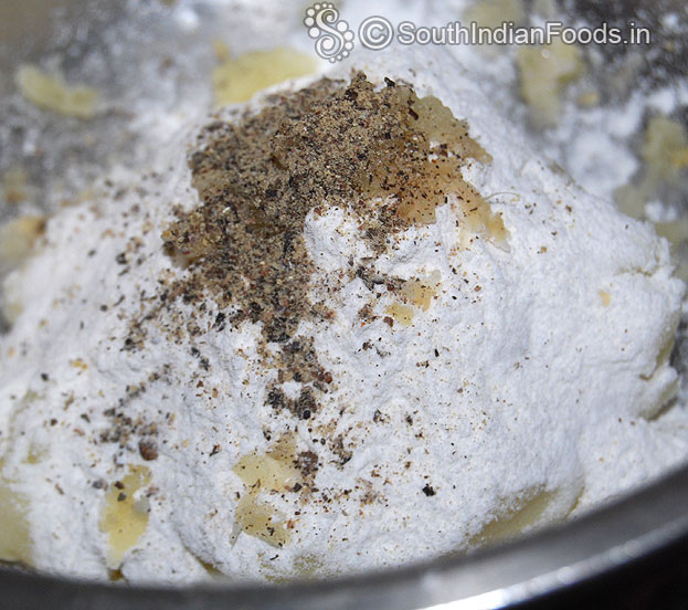 Add rice flour, pepper powder