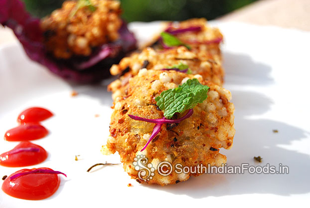 Purple cabbage javvarisi vadai is ready serve hot with green chutney