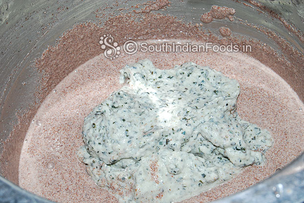 Add ground black urad dal, salt mix well & leave if for fermentation[Aprx.5 to 8 hours]