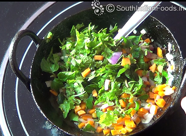 Add Coriander leaves & mint leaves