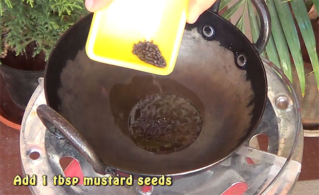 Add mustard seeds, let it splutter