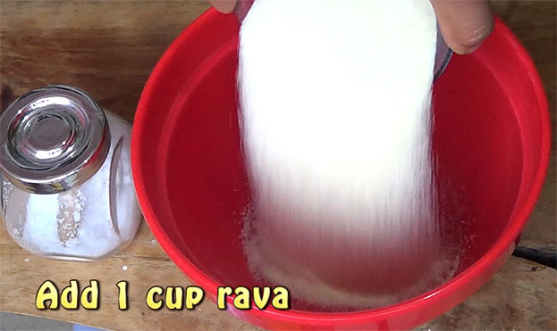 In a bowl add white rava
