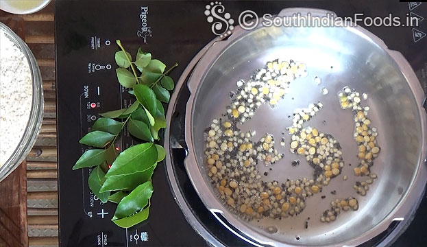 Heat oil, add mustard seeds, chana dal,& urad dal