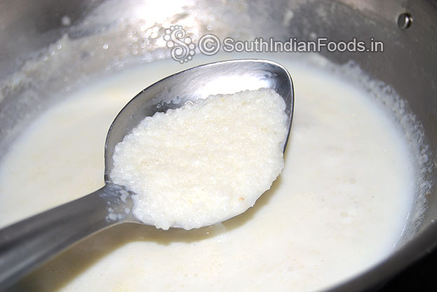 Heat pan add milk & water then add samak rice & cook till soft