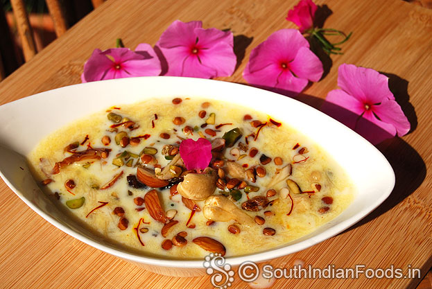 Delicious and healthy sheer khurma ready, serve hot or cold