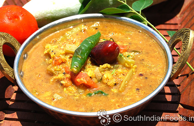 Pudalangai samabr ready, serve hot with rice, chapathi, idli or dosa