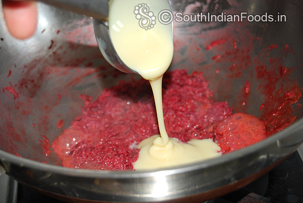 Add sweet condensed milk & stir continuously
