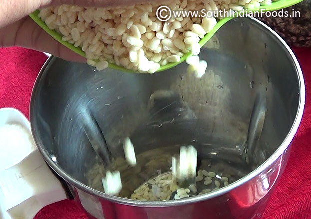 Add soaked urad dal in a mixer jar grind to fine batter with small amount of water