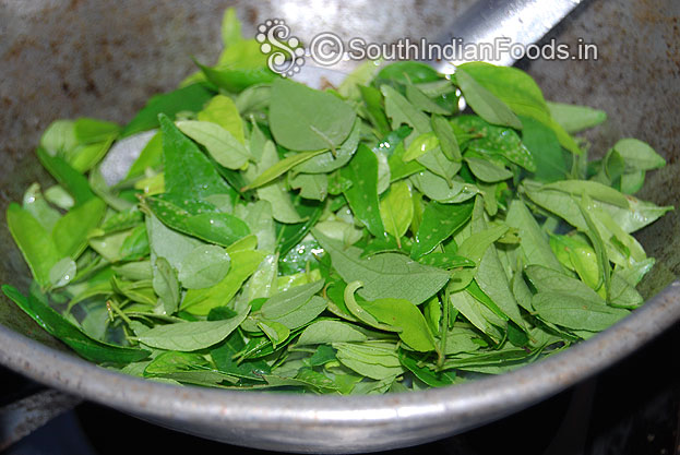 Add 1 tbsp oil add curry leaves & saute