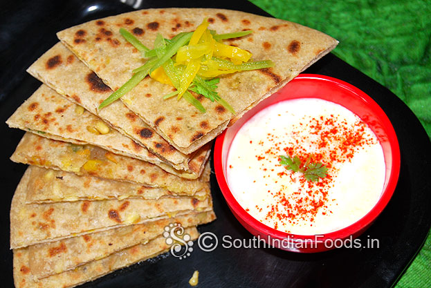 Moong dal carrot stuffed indian flatbread