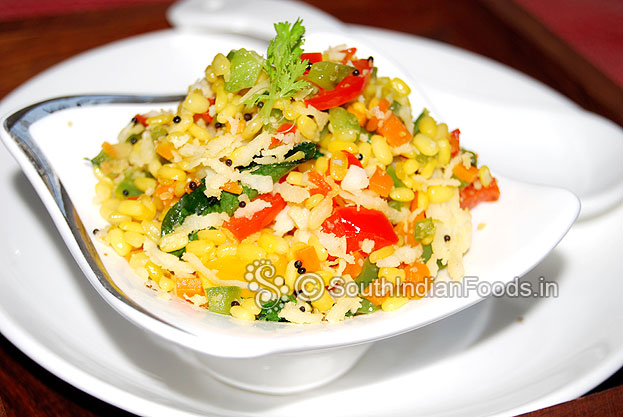 Pasi paruppu sundal with tricolor capsicum