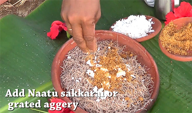 Add jaggery / naatu sakkarai