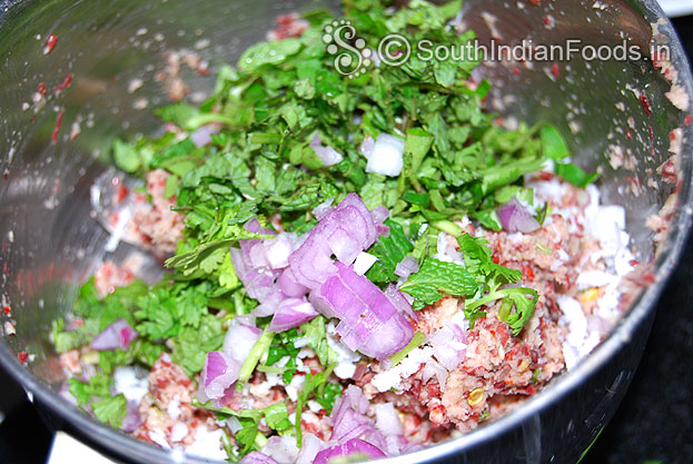 Add chopped onion, ginger, green chilli, mint, coriander & curry leaves