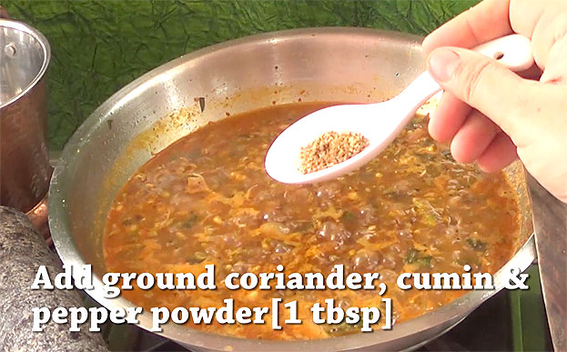 Add cumin, coriander powder