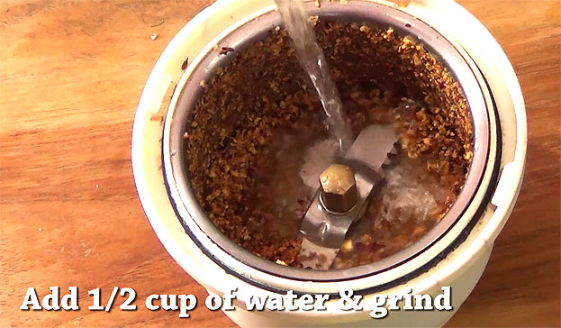Add water, grind to fine paste