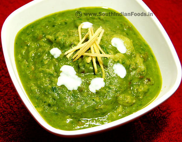 Aloo palak gravy with cream