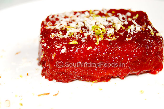 Beetroot halwa with cashews and pistachios