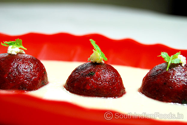 Cashew nut gravy with beetroot kofta