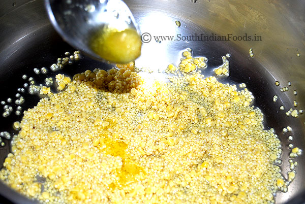 Adding ghee before cooking