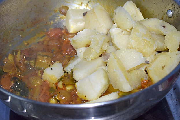 Add boiled & cubed potato
