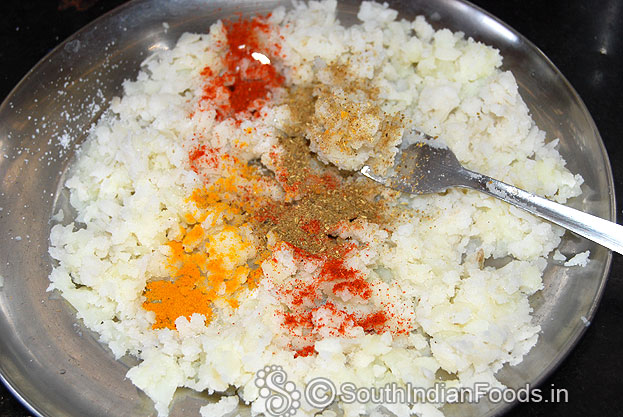 Add turmeric, red chilli powder, garam masala