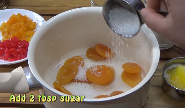 Add apricot, sugar